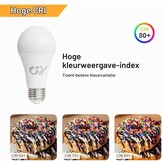 GY Ledlamp, E27, 14 W (komt overeen met 100 W), 1540 lumen, 4000 K, neutraal wit, A60, E27, led, energie-efficiëntie, E27 led, stralingshoek van 280 graden, niet dimbaar, 12 stuks