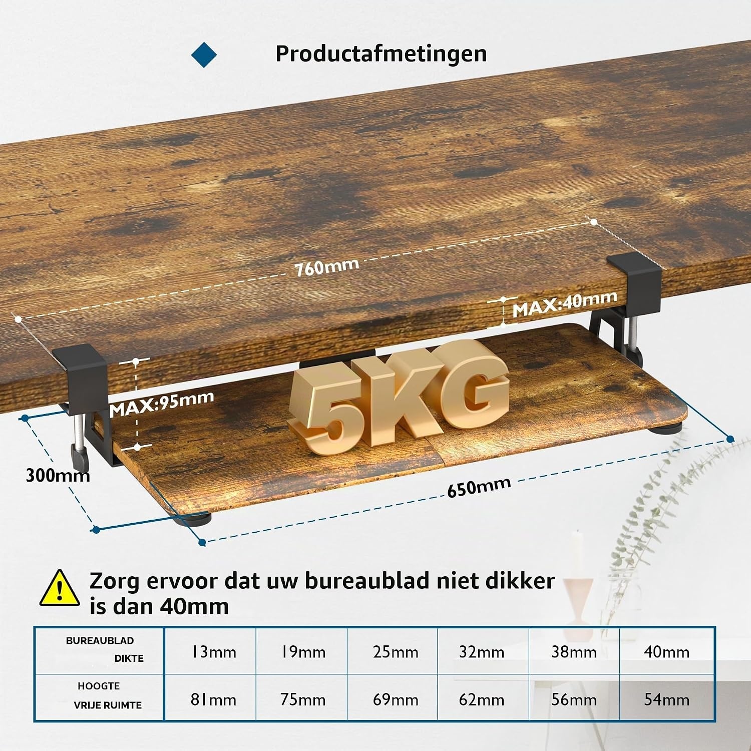 Uittrekbare Toetsenbordlade Onder Bureau (650x300mm) - 32% Korting