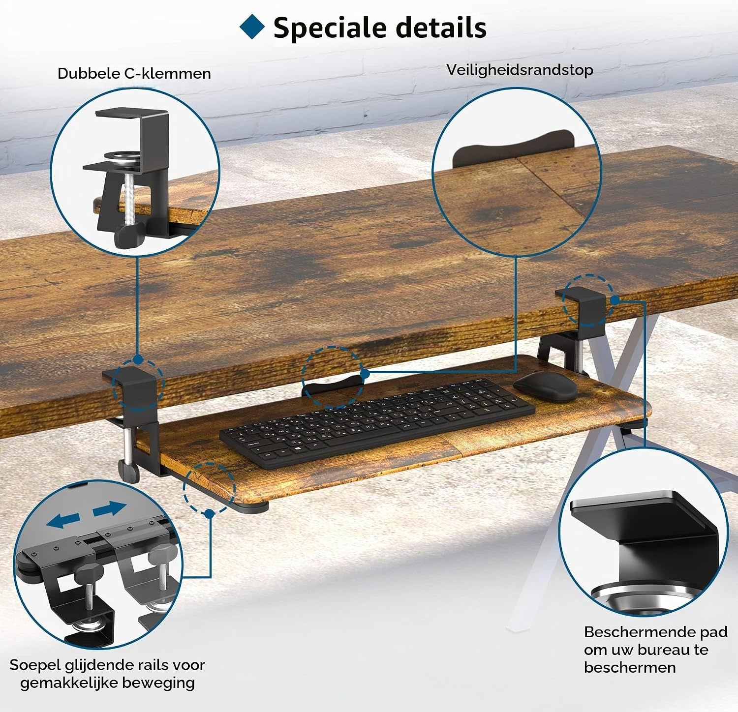 Uittrekbare Toetsenbordlade Onder Bureau (650x300mm) - 32% Korting
