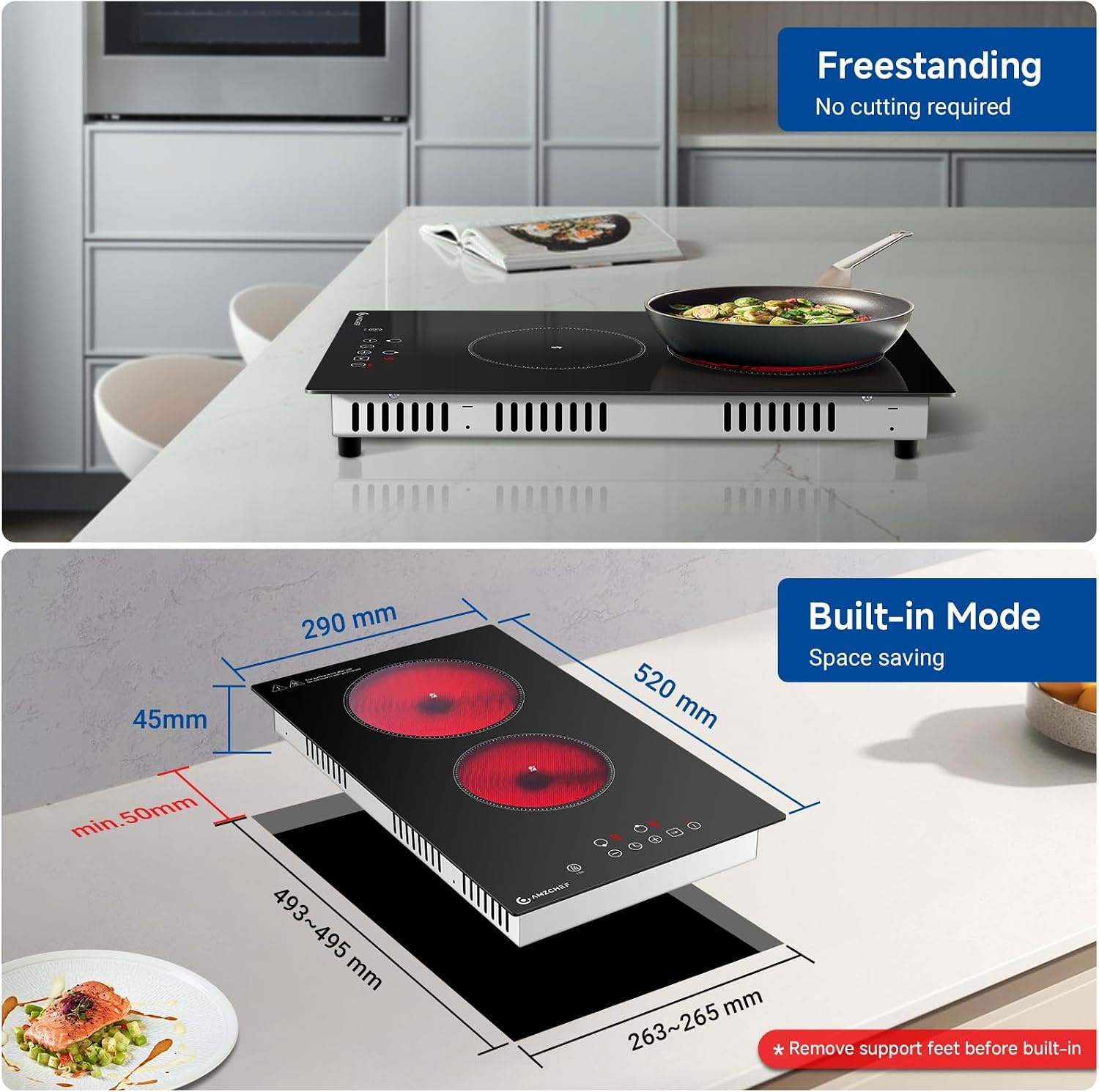 Keramische Kookplaat Zwart 3200W - 35% Korting