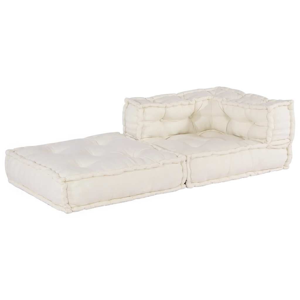 Modulaire Poef van Stof - Crème - 34% Korting