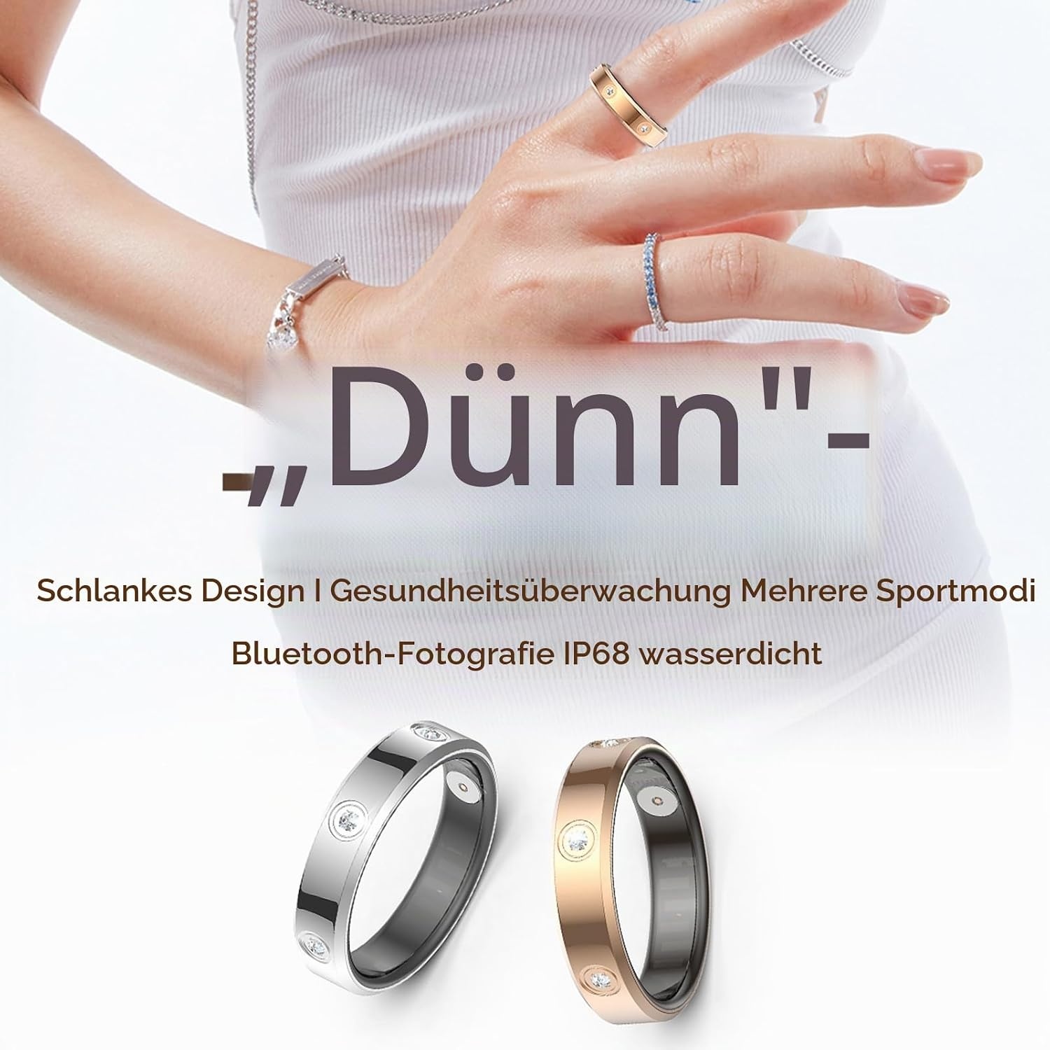 Smart Ring Fitness Tracker Zilver - Hartslag, Slaap, Sportmodi (34% Korting)