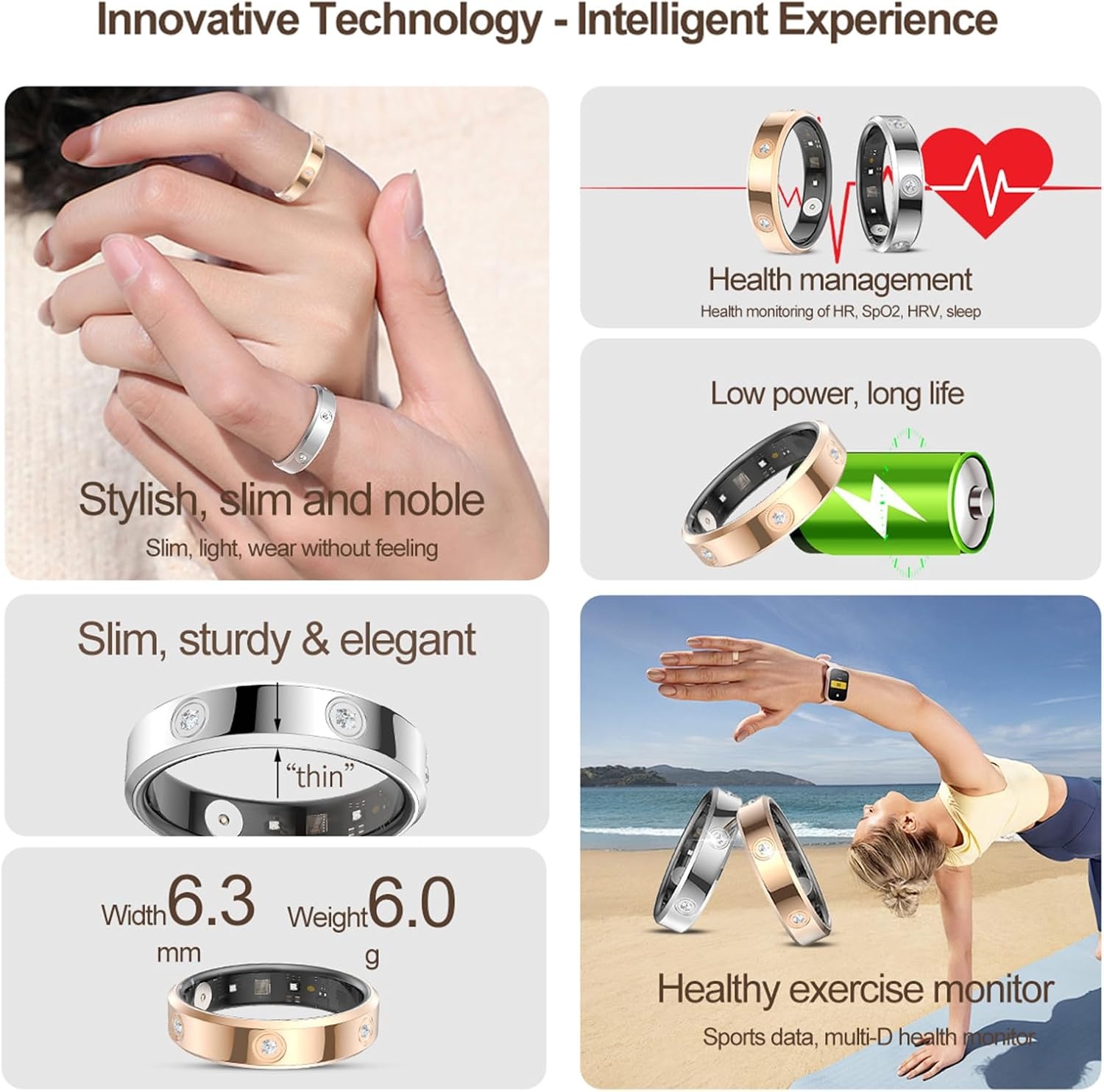 Smart Ring Fitness Tracker Zilver - Hartslag, Slaap, Sportmodi (34% Korting)