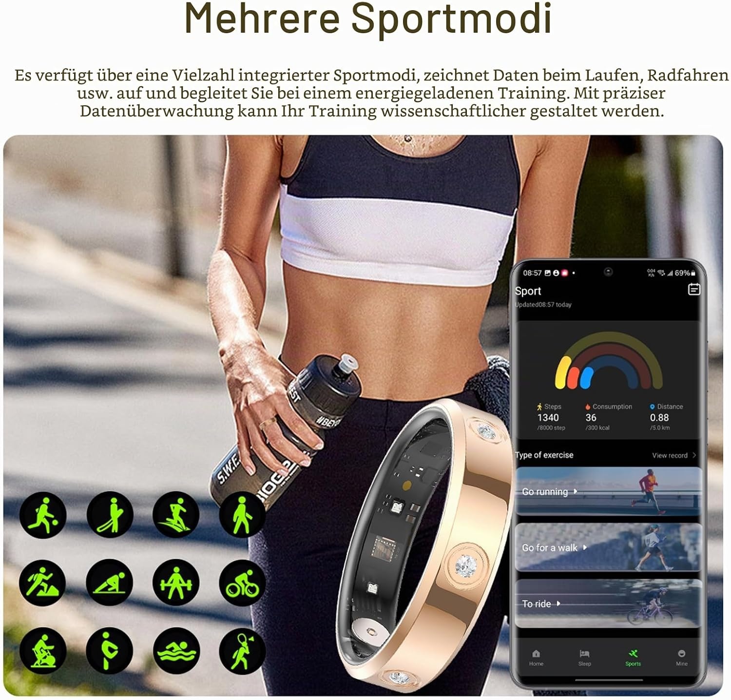 Smart Ring Fitness Tracker Zilver - Hartslag, Slaap, Sportmodi (34% Korting)