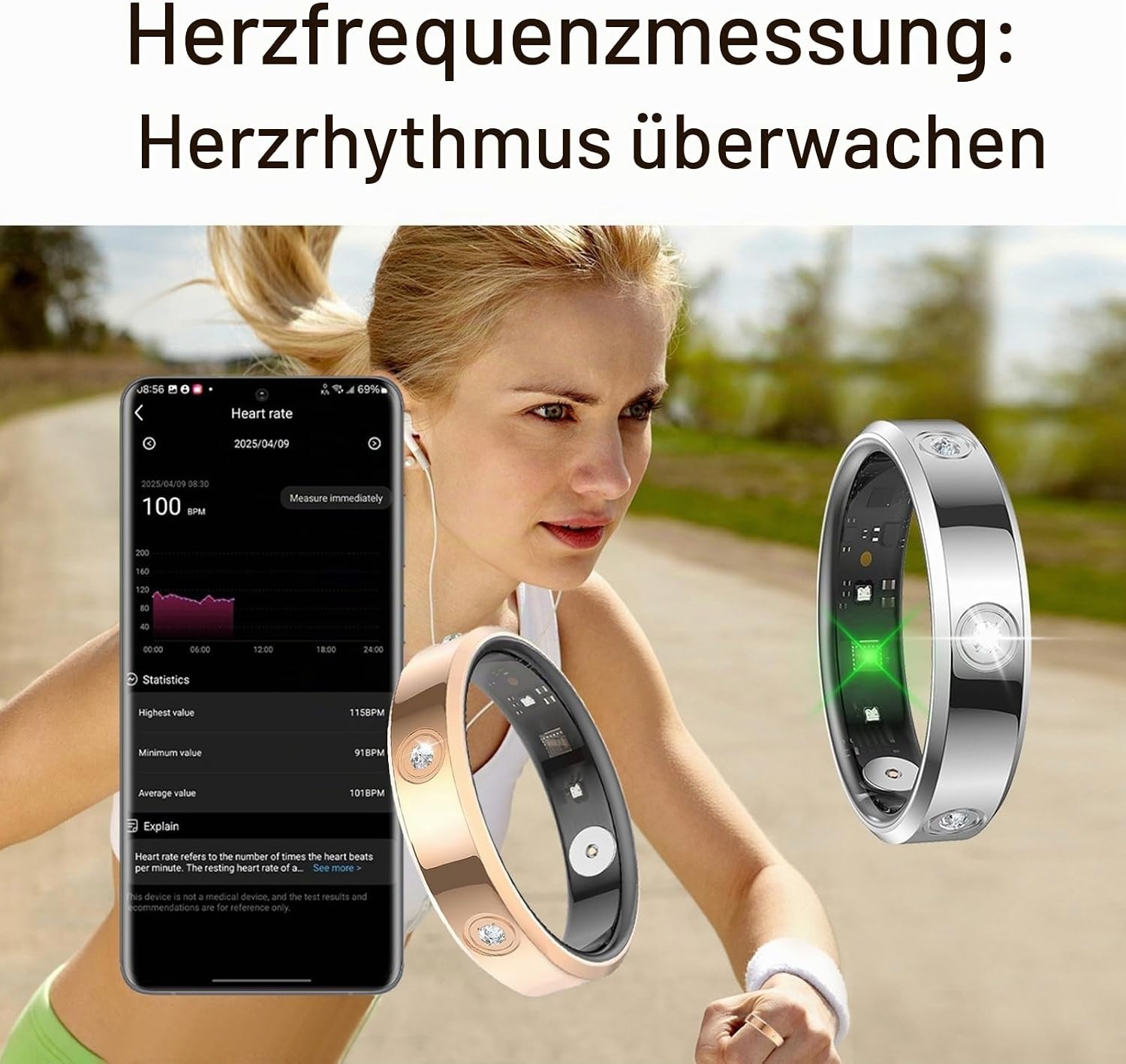 Smart Ring Fitness Tracker Zilver - Hartslag, Slaap, Sportmodi (34% Korting)