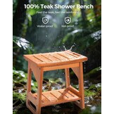Douchebankje Teakhout 40x30x42,5 cm - Waterafstotend & Massief A-klasse