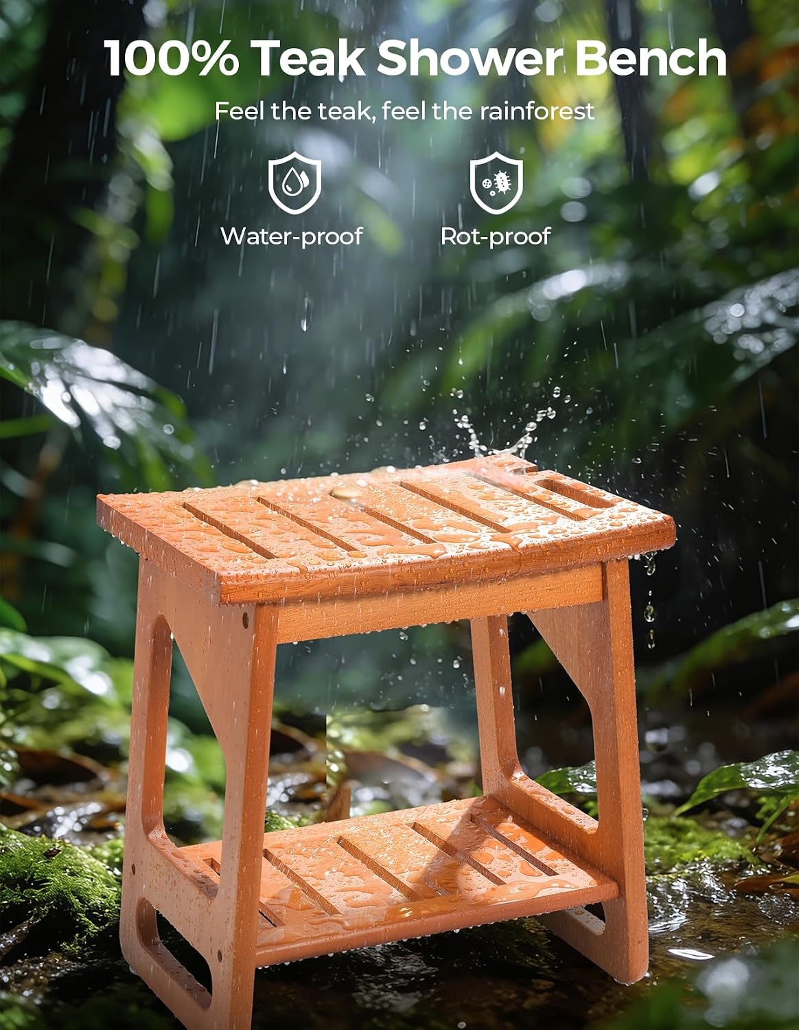 Douchebankje Teakhout 40x30x42,5 cm - Waterafstotend & Massief A-klasse