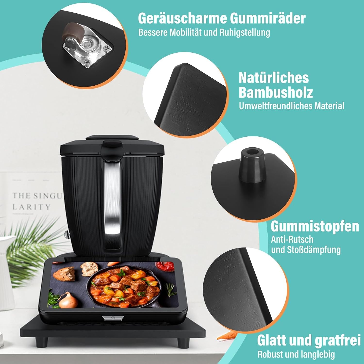 Bamboe Glijplank met Wielen voor Thermomix TM7 | 32% Korting