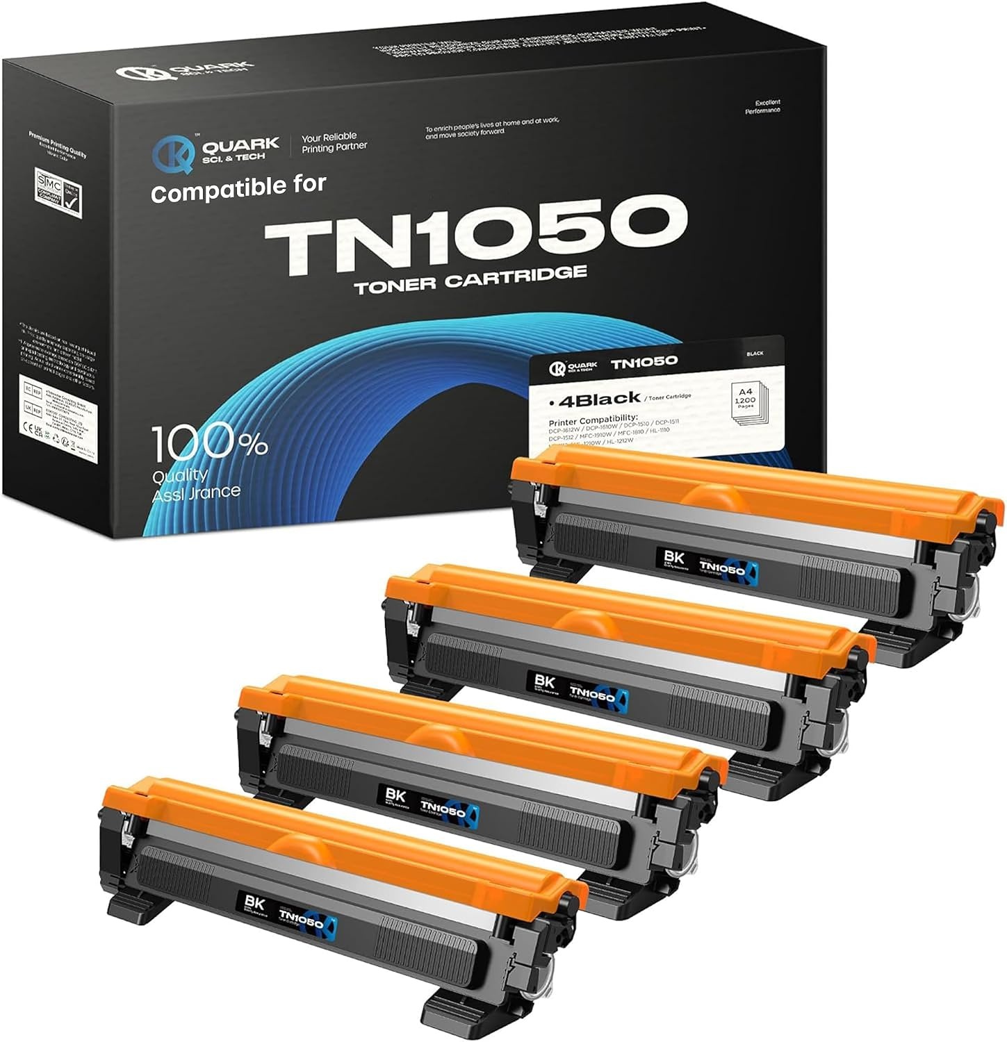 4x Zwarte Toner Cartridge Compatibel met Brother TN-1050 - 32% Korting
