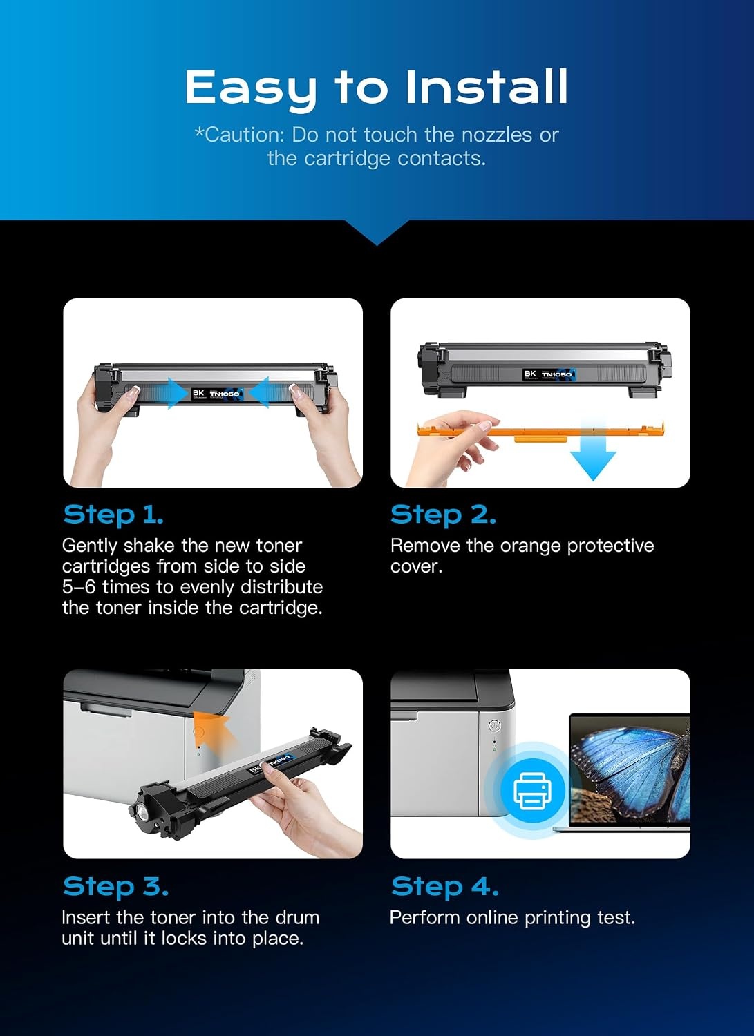 4x Zwarte Toner Cartridge Compatibel met Brother TN-1050 - 32% Korting