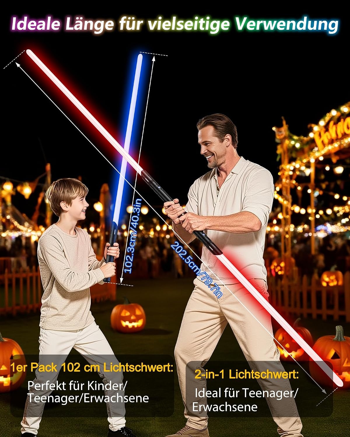 Lichtzwaard Duel Set (34% Korting) | RGB Kleuren & Geluid | Metalen Handgreep