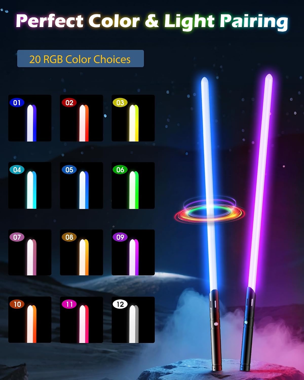 Lichtzwaard Duel Set (34% Korting) | RGB Kleuren & Geluid | Metalen Handgreep