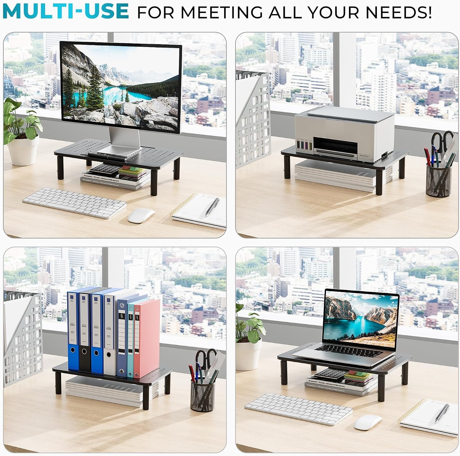 Ergonomische Monitor Standaard - Zwart Metaal (45% Korting)