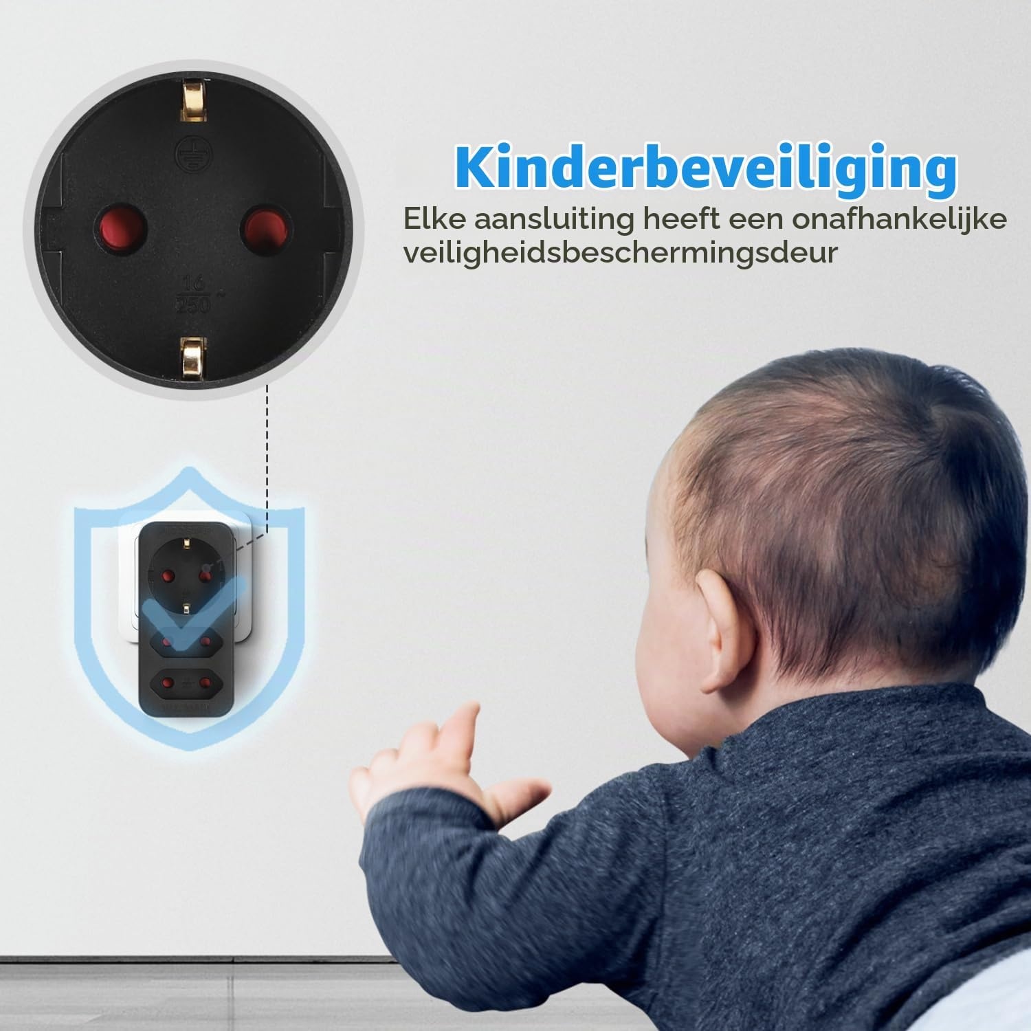 Compact Stekkerblok 3-weg met Kinderslot - 3680W Wit
