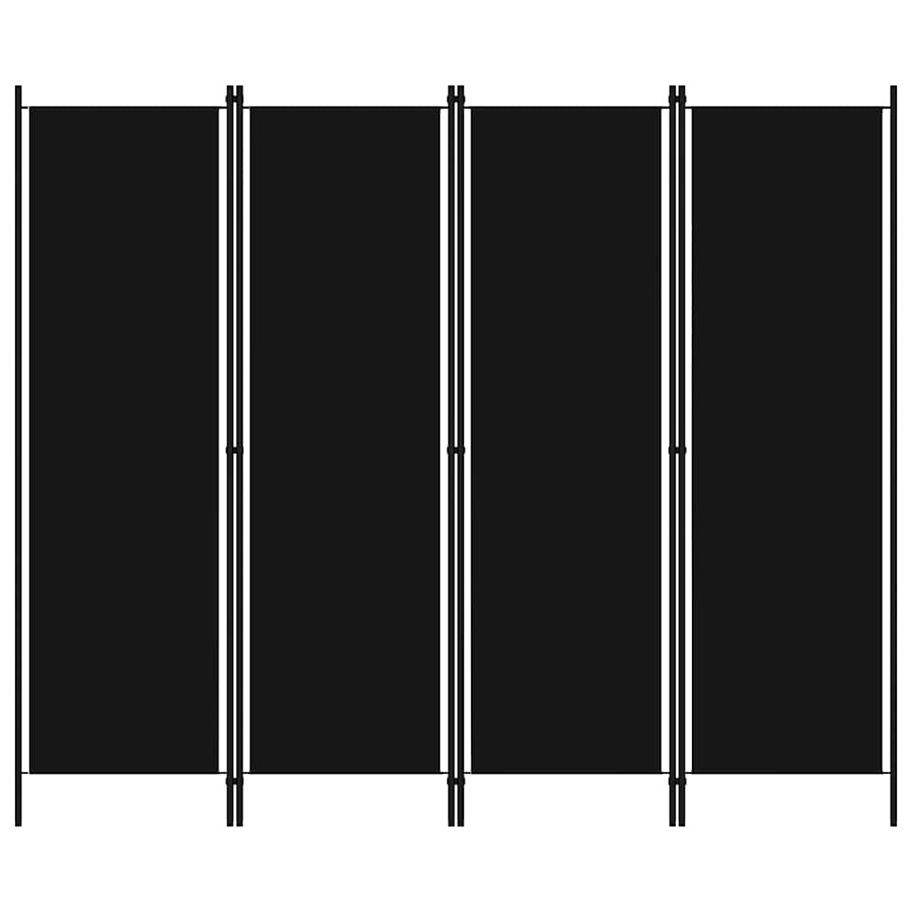 Kamerscherm Zwart 4 Panelen - 200x180 cm - 33% Korting