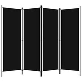 Kamerscherm Zwart 4 Panelen - 200x180 cm - 33% Korting