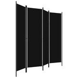 Kamerscherm Zwart 4 Panelen - 200x180 cm - 33% Korting