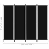 Kamerscherm Zwart 4 Panelen - 200x180 cm - 33% Korting