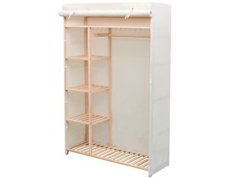 Kledingkast met Houten Frame en Stoffen Hoes - 110x40x170 cm - 41% Korting