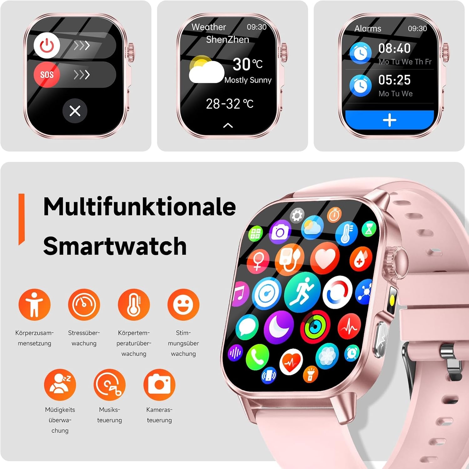 Roze Smartwatch met HD Display & Bellen - 33% Korting