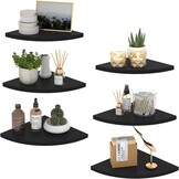 Zwarte Houten Hoekplank Set (6 stuks) - 30% Korting