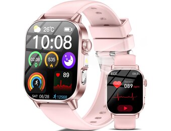 Smartwatch Roze 33% Korting: EKG, Bloeddruk, 2.0" Scherm
