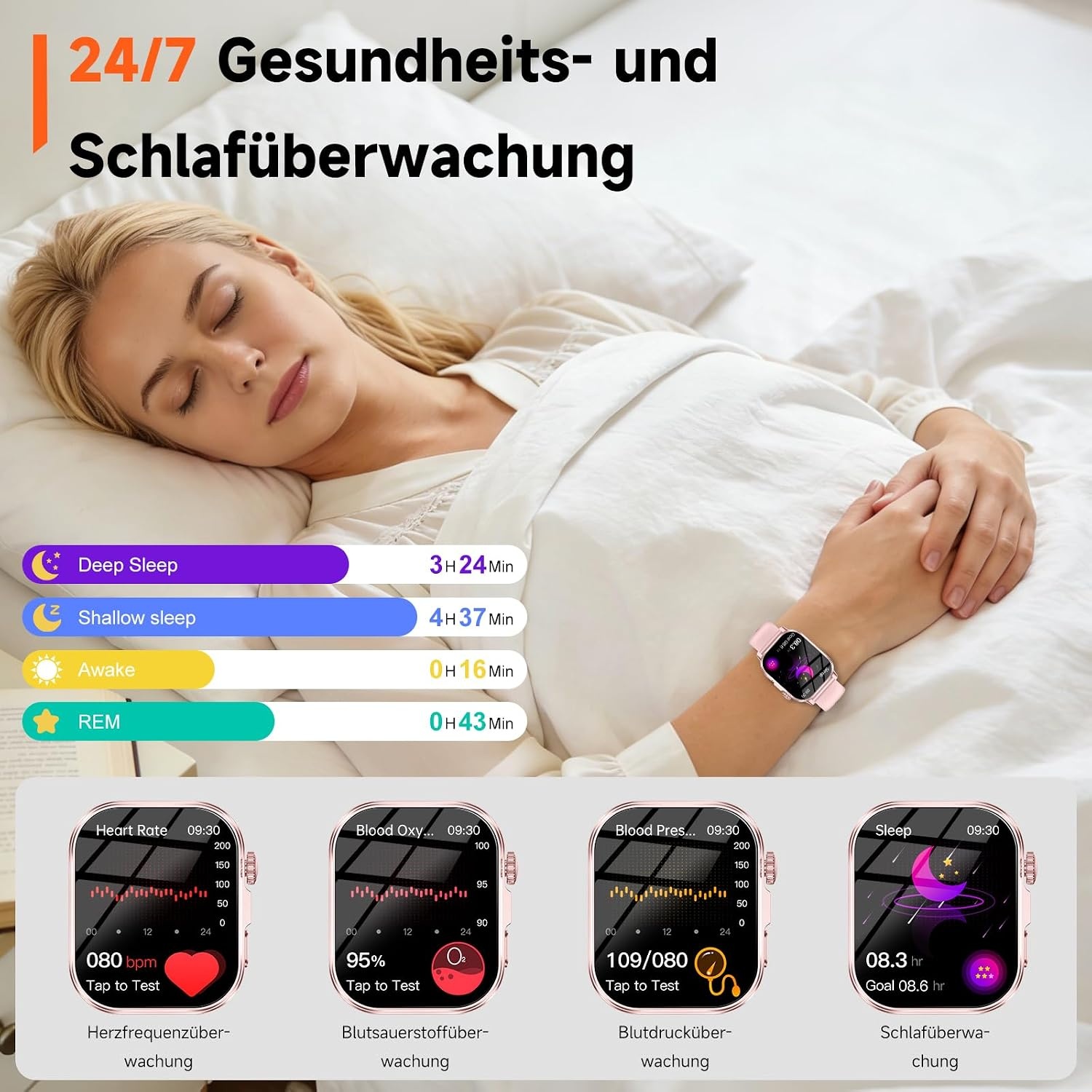 Smartwatch Roze 33% Korting: EKG, Bloeddruk, 2.0" Scherm