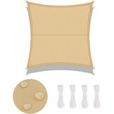 Waterdicht Schaduwdoek Rechthoekig 4x4m - 95% UV-Bescherming (Sandkleur) - 34% Korting!