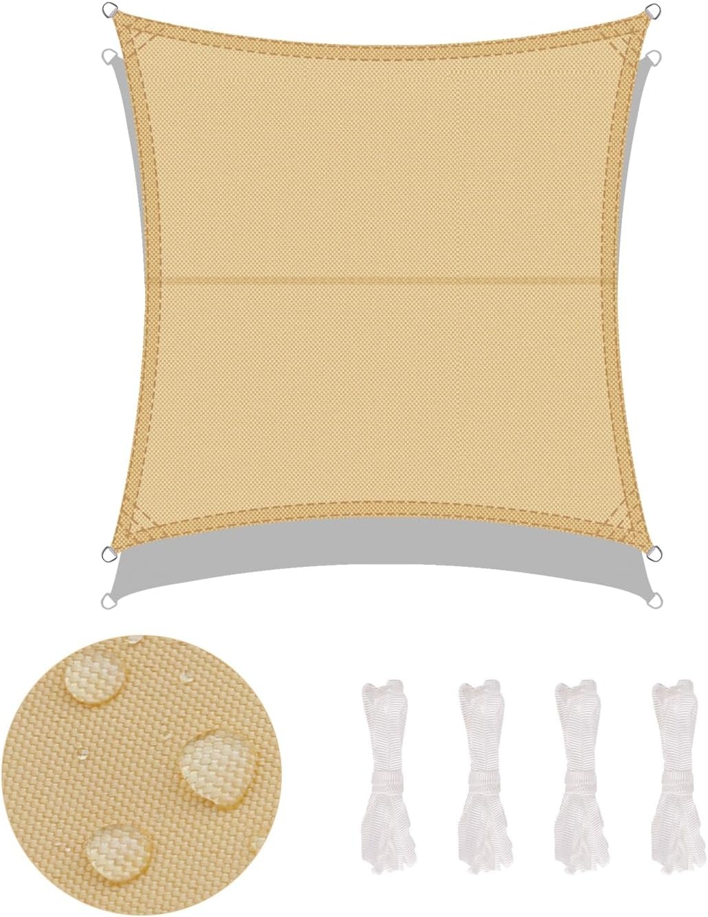 Waterdicht Schaduwdoek Rechthoekig 4x4m - 95% UV-Bescherming (Sandkleur) - 34% Korting!