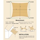 Waterdicht Schaduwdoek Rechthoekig 4x4m - 95% UV-Bescherming (Sandkleur) - 34% Korting!