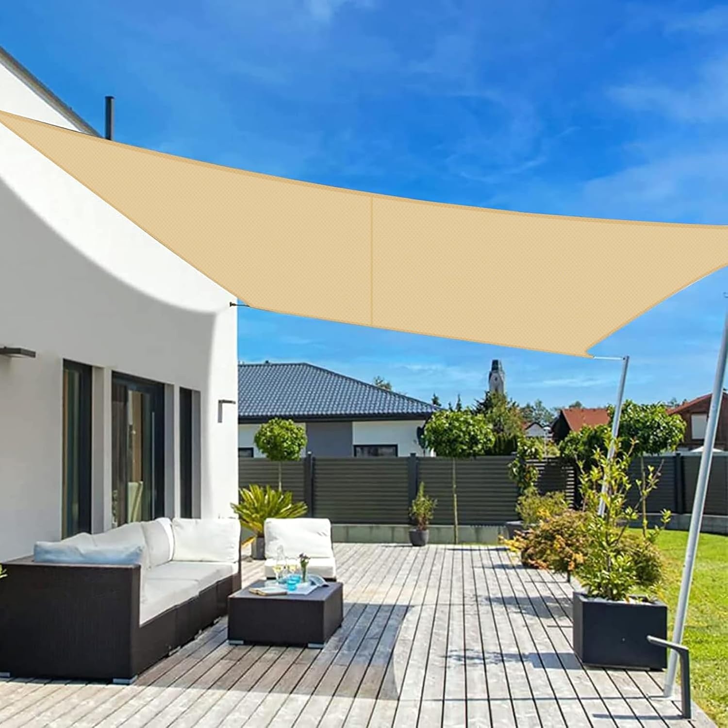 Waterdicht Schaduwdoek Rechthoekig 4x4m - 95% UV-Bescherming (Sandkleur) - 34% Korting!