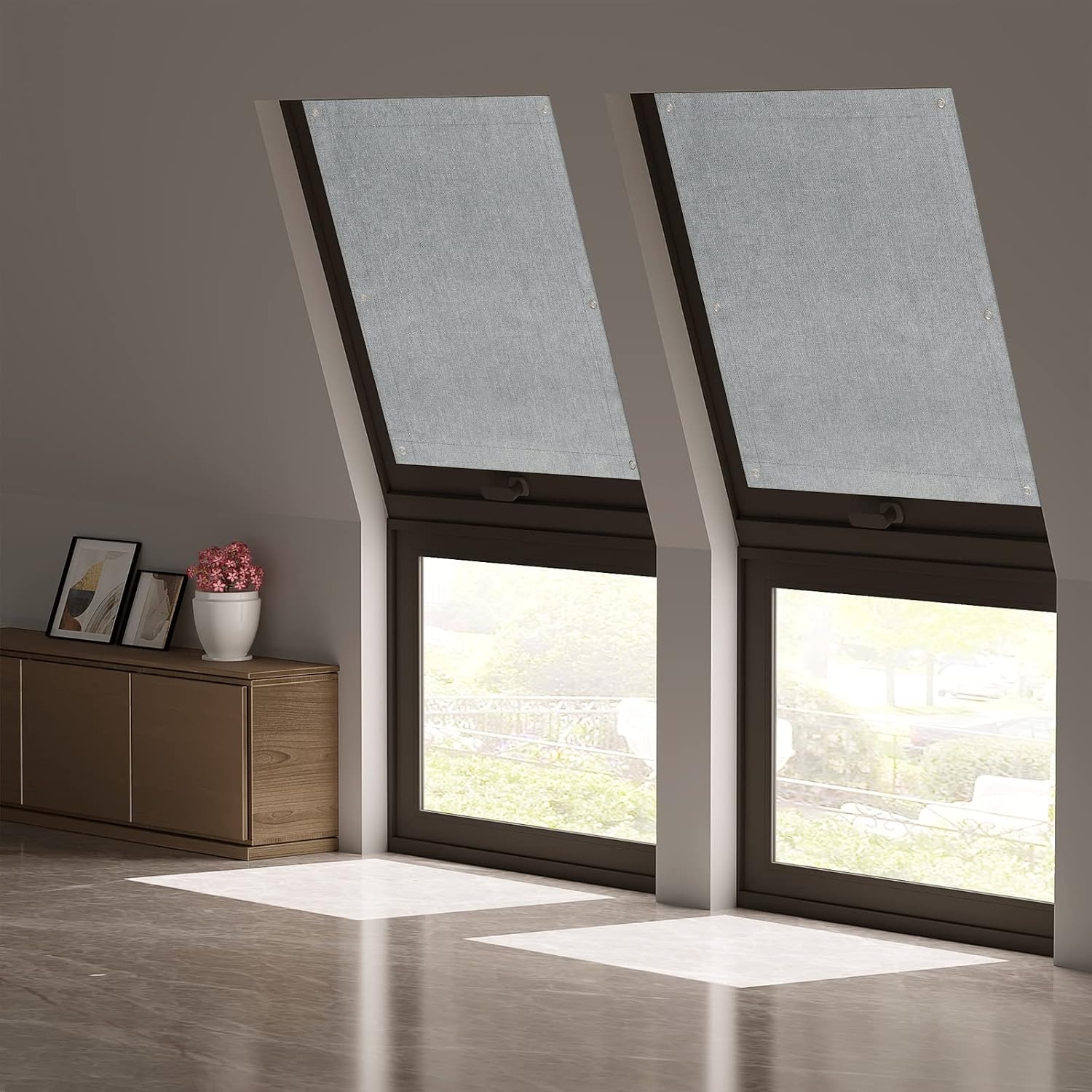 Verduisterend Dakraamrolgordijn Grijs 48x93 cm - 37% Korting - Boorvrij