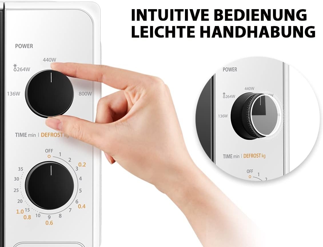 Compacte Magnetron Wit 20L 800W - 5 Vermogensstanden & Ontdooifunctie (34% Korting)