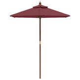Parasol Bordeauxrood met Houten Paal - 46% Korting