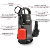 Dedra Dompelpomp 900W voor Schoon/Vuil Water - 7m Opvoerhoogte - Zwart