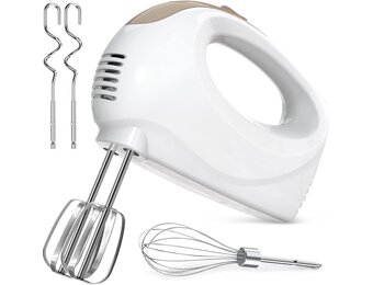 Elektrische Handmixer met 5 Snelheden en RVS Accessoires - 37% Korting