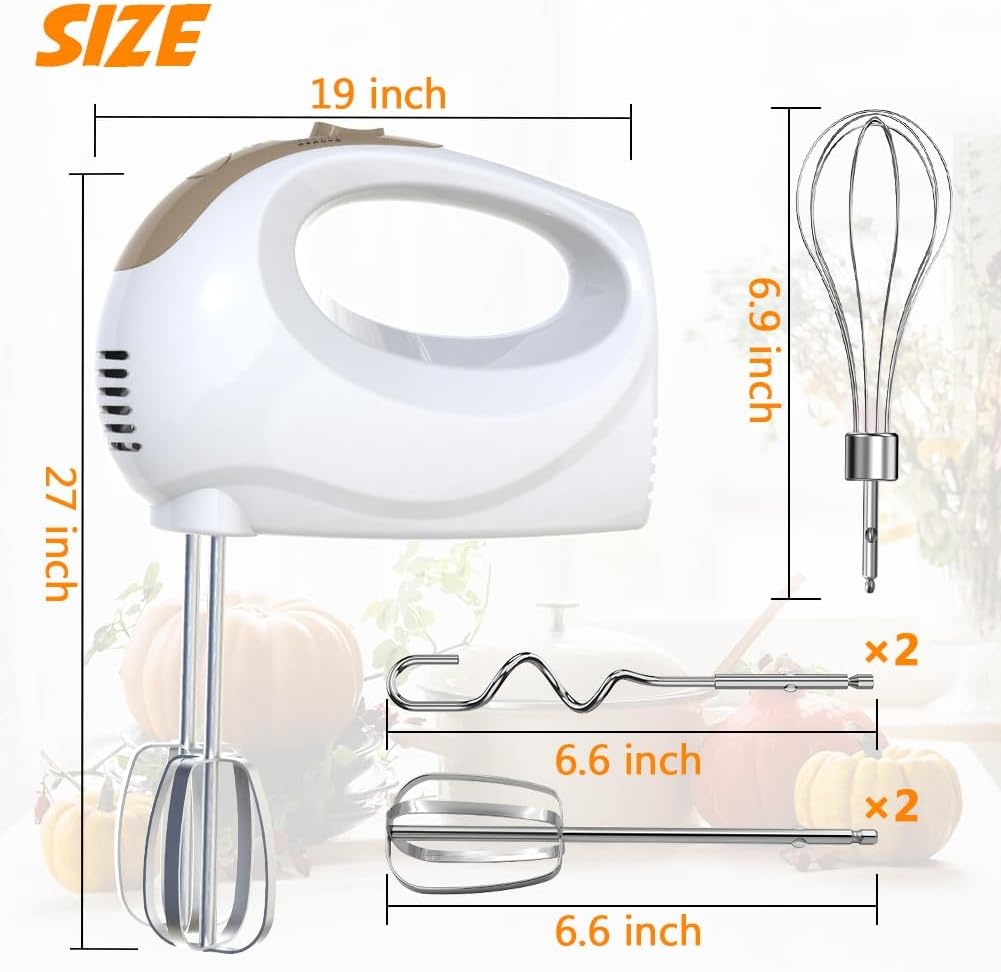 Elektrische Handmixer met 5 Snelheden en RVS Accessoires - 37% Korting