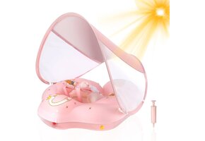 WYRIAZA Baby Zwemband met Zonnekap - Roze - 6-36 Maanden