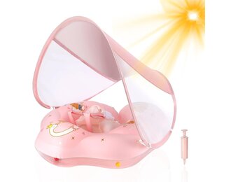 WYRIAZA Baby Zwemband met Zonnekap - Roze - 6-36 Maanden