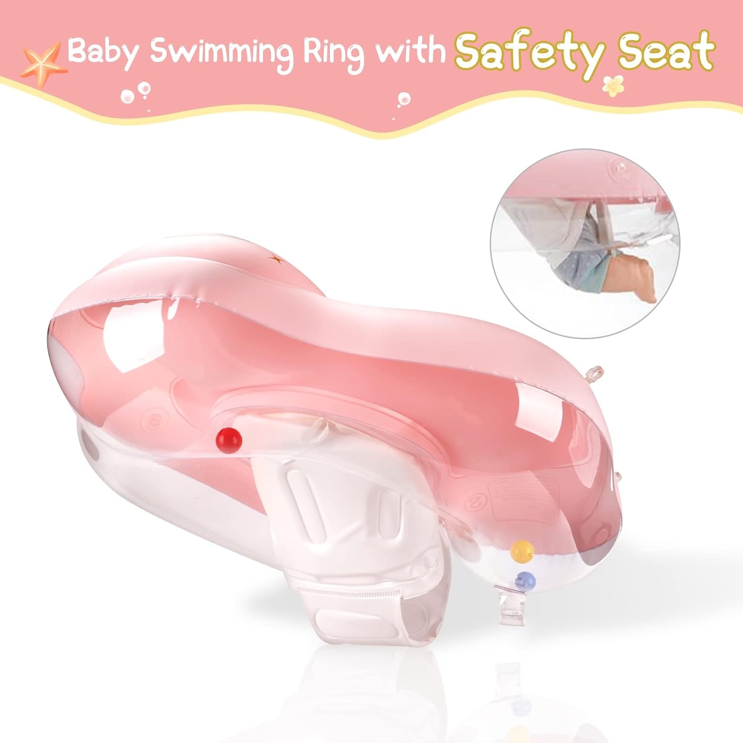 WYRIAZA Baby Zwemband met Zonnekap - Roze - 6-36 Maanden