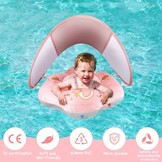 WYRIAZA Baby Zwemband met Zonnekap - Roze - 6-36 Maanden