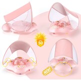 WYRIAZA Baby Zwemband met Zonnekap - Roze - 6-36 Maanden