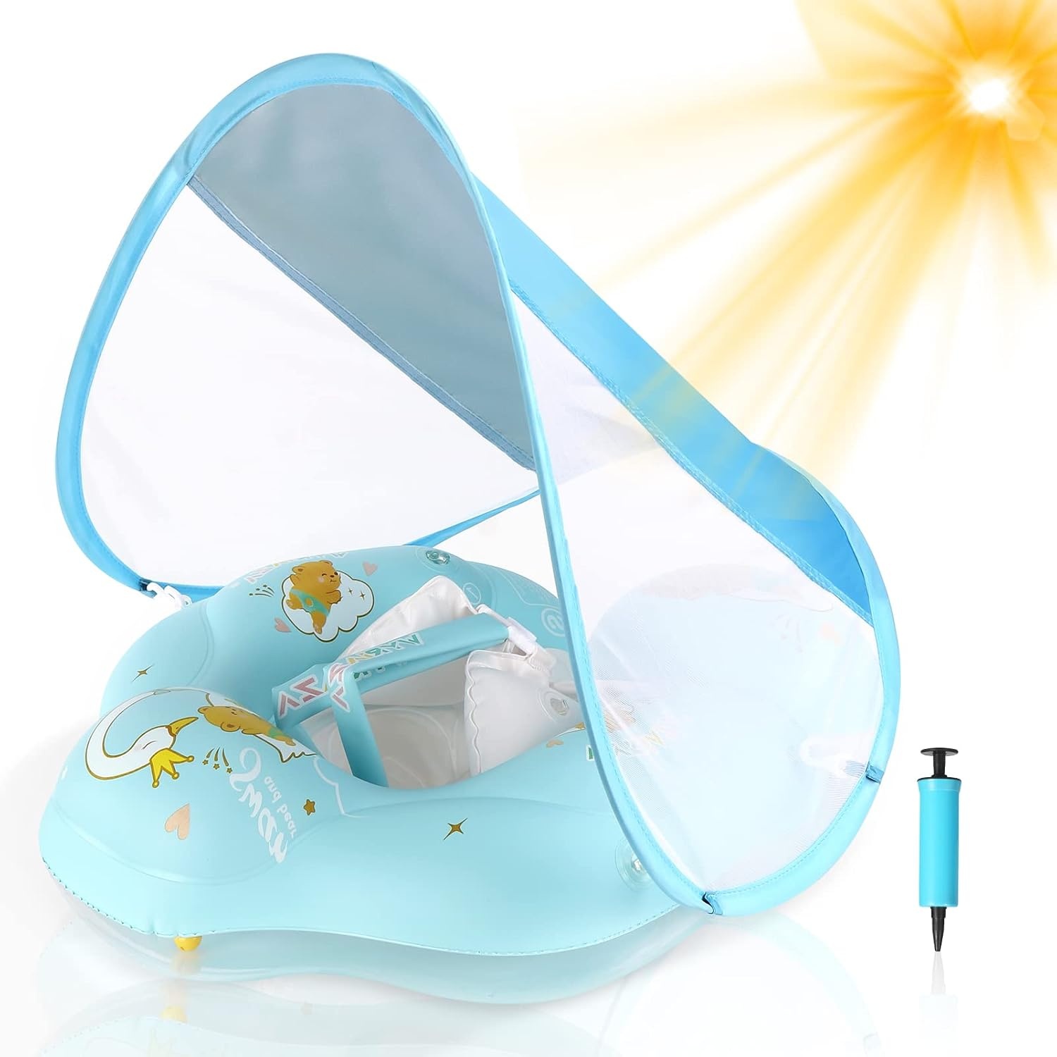 WYRIAZA Baby Zwemband met Zonnekap - Roze - 6-36 Maanden