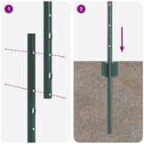 vidaXL ingegraven hekpalen 5 st Groen 200 cm Gepoedercoat staal