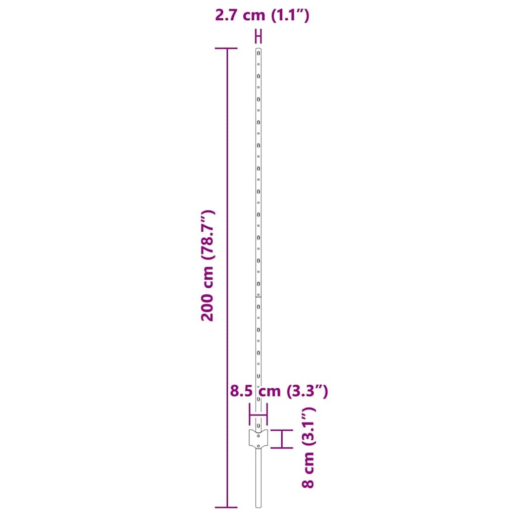 vidaXL ingegraven hekpalen 5 st Groen 200 cm Gepoedercoat staal