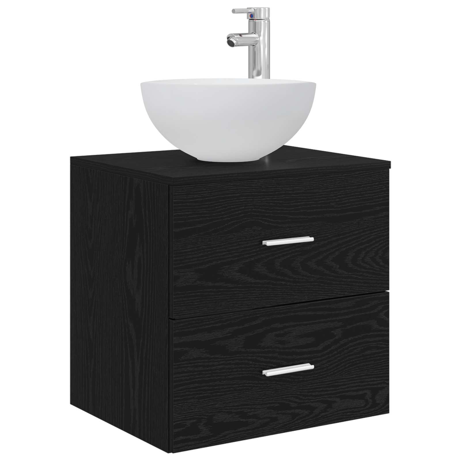 vidaXL Wandgemonteerde wastafelmeubel Zwart eiken 49,5 x 41 x 64,5 cm