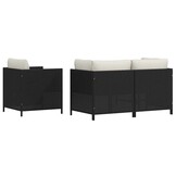 vidaXL 4-delige Loungeset met kussens poly rattan zwart