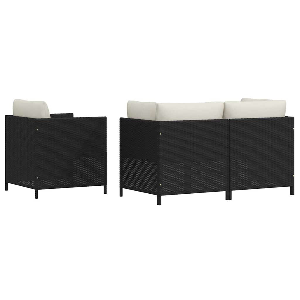 vidaXL 4-delige Loungeset met kussens poly rattan zwart