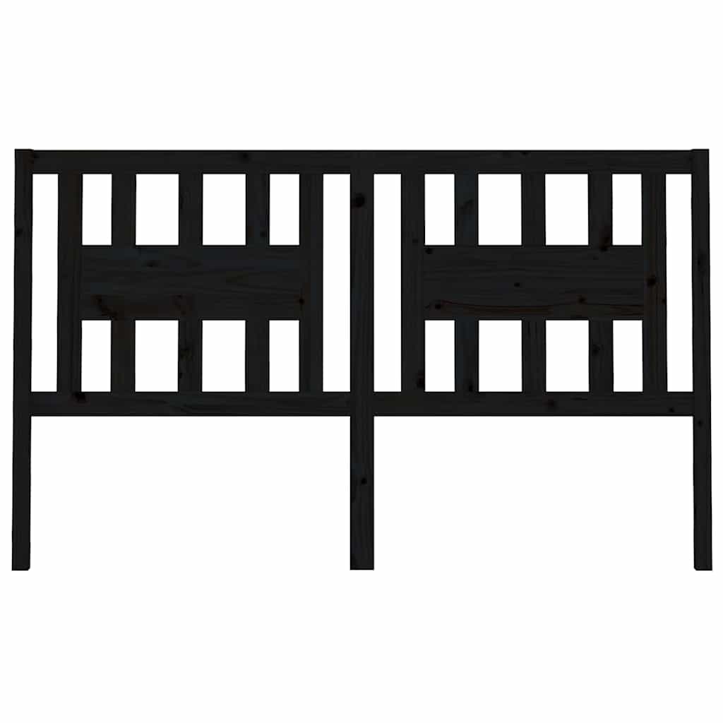 vidaXL Hoofdbord 126x4x100 cm massief grenenhout zwart