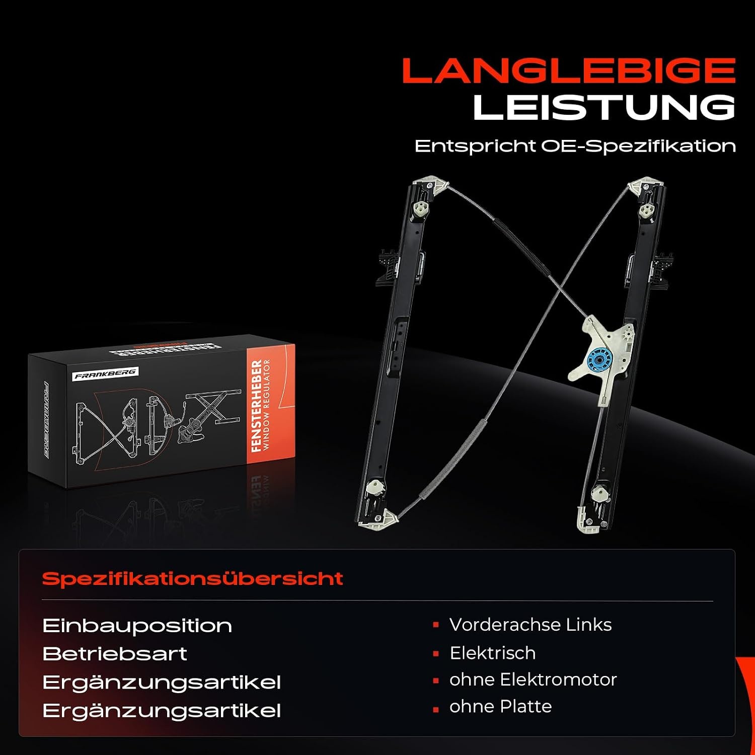 Frankberg Vensterheffer zonder motor links voor Rang e Rove r IV L405 2012-2020 SUV LR078164 - Maat Voor Links